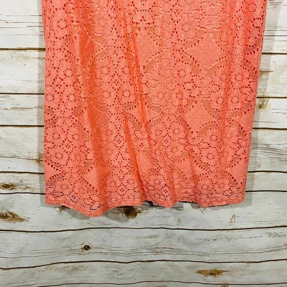 EVERLY Anthropologie Coral Floral Crochet Embroidered Mini Dress Size M - Picture 3 of 8